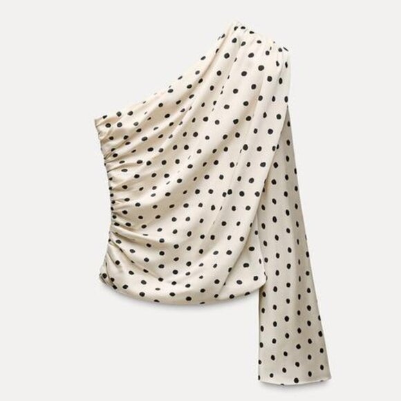 NWT ZARA ASYMMETRIC SHOULDER PAD TOP ZW COLLECTION L - Picture 1 of 1